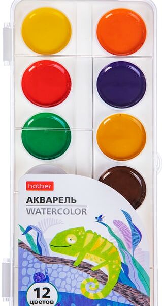 Краски акварельные Hatber Colora медовые полусухие 12 цветов