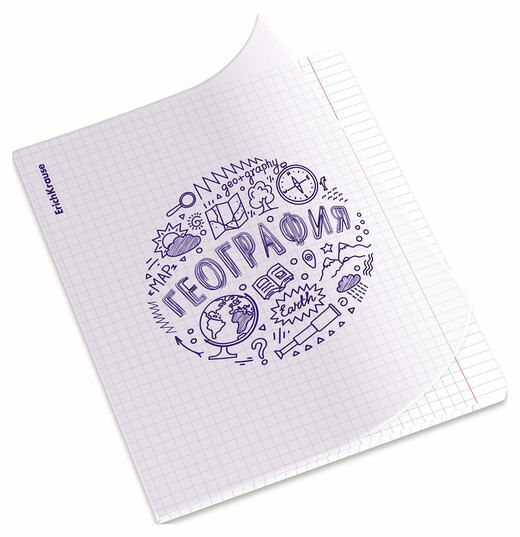 Тетрадь общая ErichKrause Chaos География с пластиковой обложкой в клетку А5, 48 л