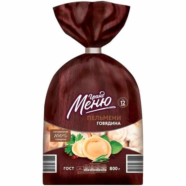 Пельмени Гранд Меню Говяжьи категории Б 800 г