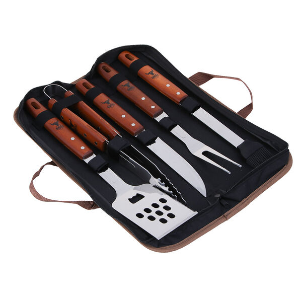 Grillboom набор для гриля 5 в 1, деревянная ручка, нерж. сталь 2cr13