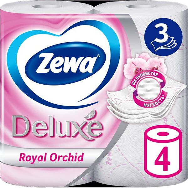 Туалетная бумага Zewa Deluxe Орхидея 4 рулона 3 слоя