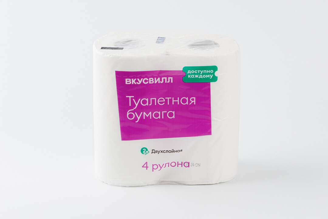 

Туалетная бумага 2 слоя белая, 4 рулона