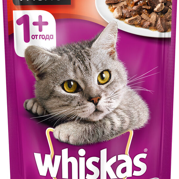 Корм для кошек от 1 года Желе Whiskas Говядина и ягнёнок