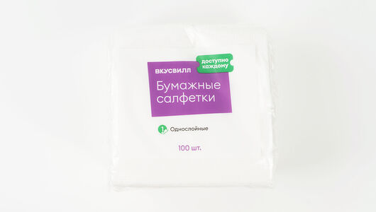 Салфетки бумажные 1слой, 100 шт, в ассортименте