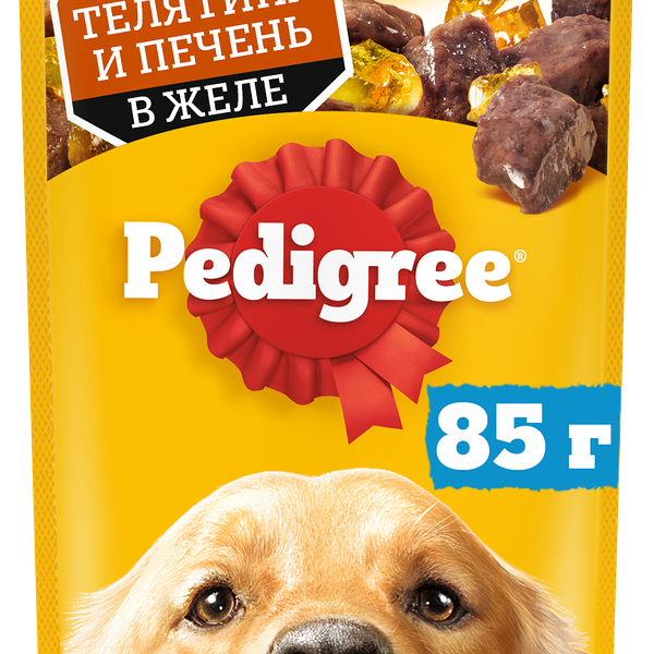 Влажный корм PEDIGREE® для собак, телятина и печень в желе, 85г