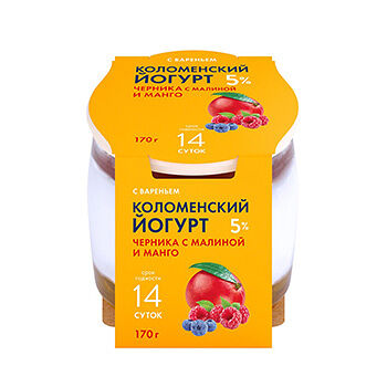Йогурт Коломенский черника-малина-манго 5% 170 г