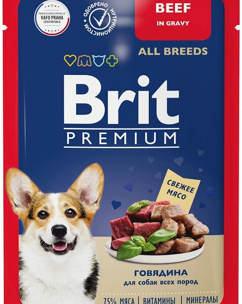 Влажный корм для собак Brit для всех пород Говядина 85г