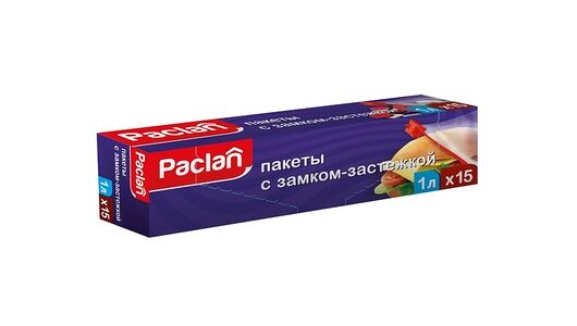 Пакет для продуктов Paclan с замком-застежкой 22х18см 1л 15 шт