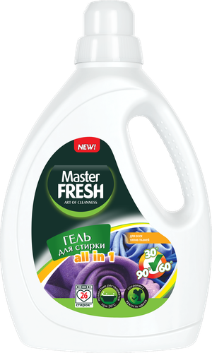 

Гель для стирки повышенное содержание ПАВ флакон с ручкой Master Fresh All In 1, 1.3 л