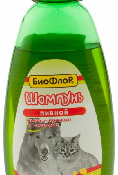 Шампунь БиоФлор для собак и кошек Пивной от блох и клещей 245 мл