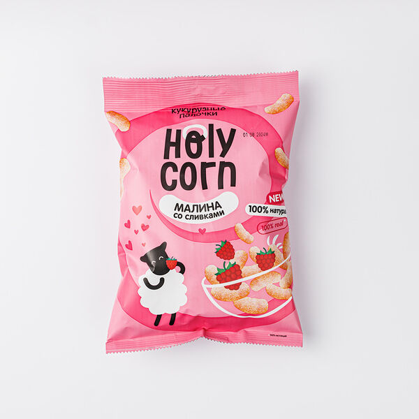 Кукурузные палочки Holy Corn малина со сливками 50г