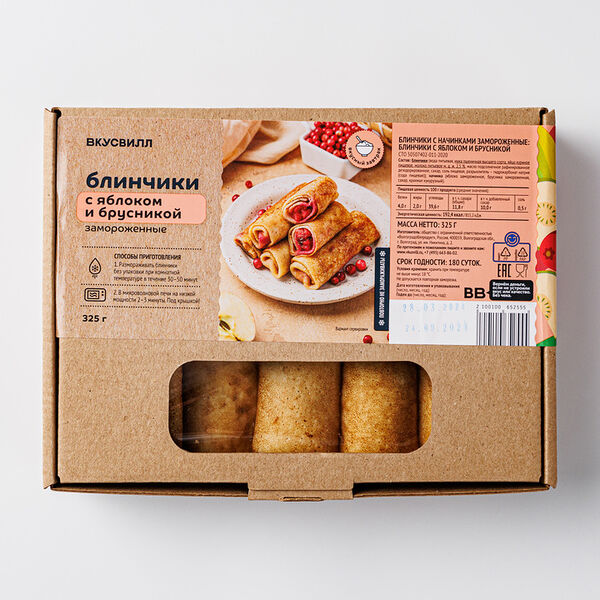 Блинчики замороженные с яблоком и брусникой