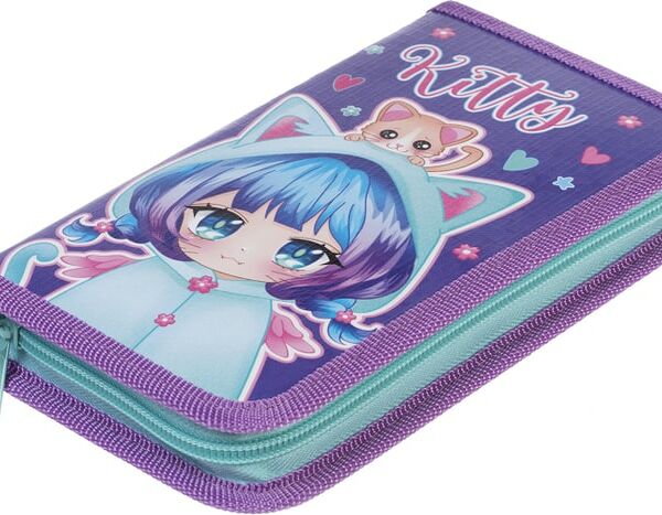 Пенал Hatber Девочка кошка с таблицей умножения 19*11.5см