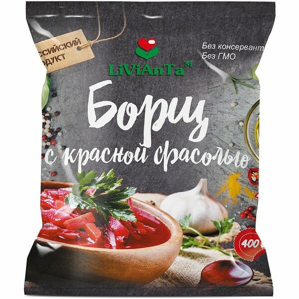 Смесь овощная быстрозамороженная LiViAnTa Борщ с красной фасолью 400 г