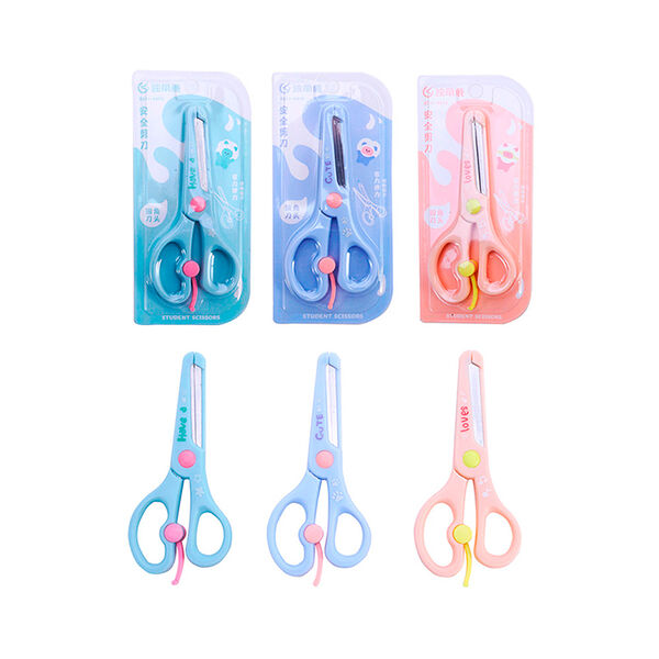 Ножницы детские CUTE 125 мм  лезвия из нерж стали  пластик ручки с автомат механизмом блистерная упаковкаM-5636