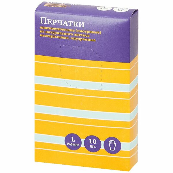 Перчатки латексные 10 шт размер L нестерильные