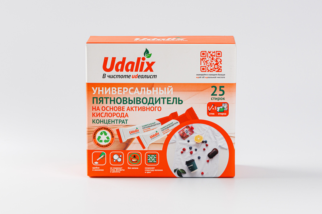

Пятновыводитель универсальный Udalix на основе активного кислорода 25 стиков