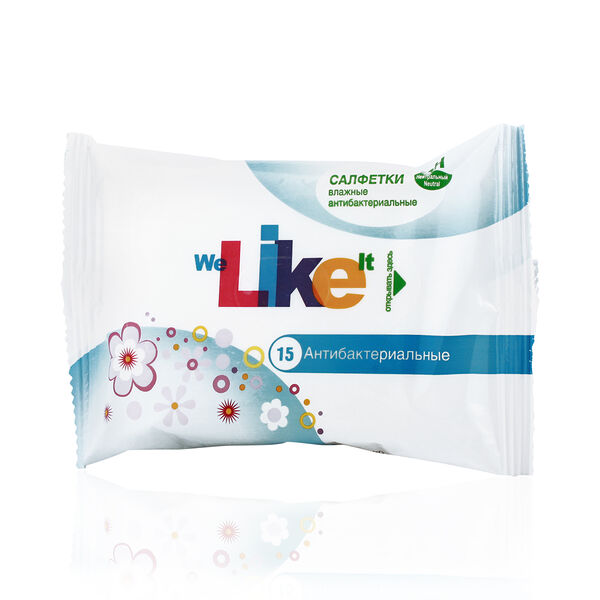 We Like it салфетки влажные антибактериальные 15 шт