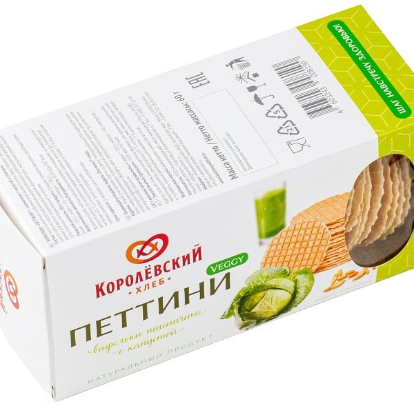 Вафельки Королевский хлеб Петтини пшеничные с капустой 60г
