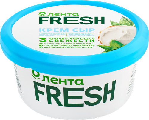 

Сыр творожный ЛЕНТА FRESH сливочный 60%, без змж, 140г