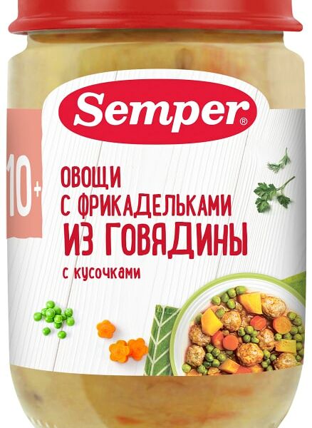 Пюре Semper Овощи с фрикадельками из говядины с 10 месяцев 190г