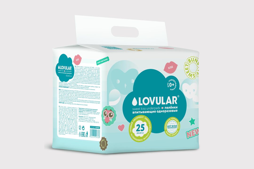 

Пеленки Lovular впитывающие одноразовые 60 x 40 см 25 шт.