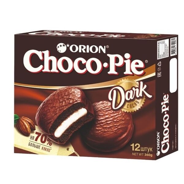 Пирожное Choco Pie Orion Dark Cacao, 12×30 г