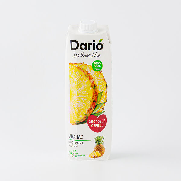 Сок ананасовый Dario Wellness с мякотью восстановленный 1 л