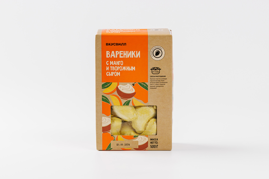 

Вареники ВкусВилл c манго и творожным сыром 500 г