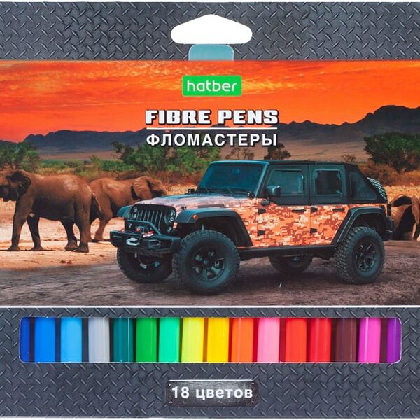 Фломастеры Hatber Eco Jeeping 18 цветов
