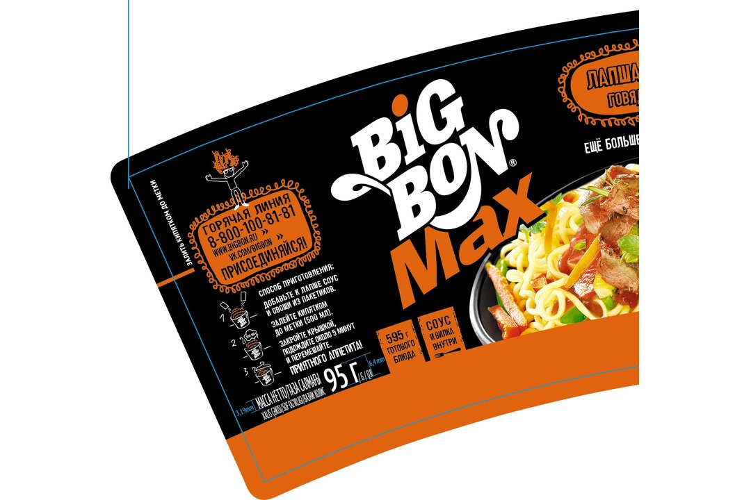 

Лапша быстрого приготовления BigBon с соусом Говядиной гриль 95 г