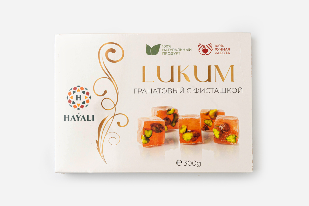 

Лукум Hayali гранатовый с фисташкой 300 г