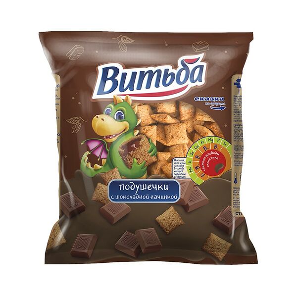 Подушечки Витьба с шоколадной начинкой цв пак вес 150г
