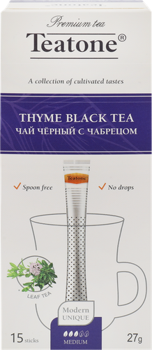 

Чай черный Teatone Thyme Black line Tea с чабрецом 15 стиков 27 г