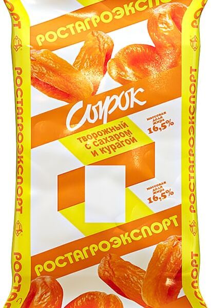 Сырок творожный РостАгроЭкспорт с сахаром и курагой 16.5% 90г