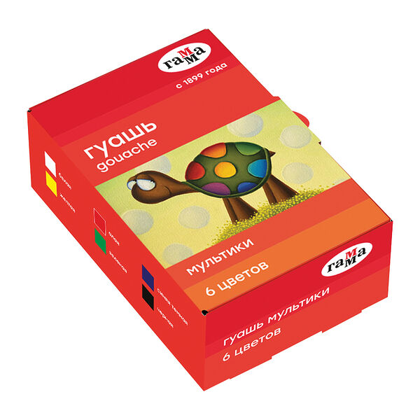 Гуашь Гамма Мультики, 6 цветов, 215г