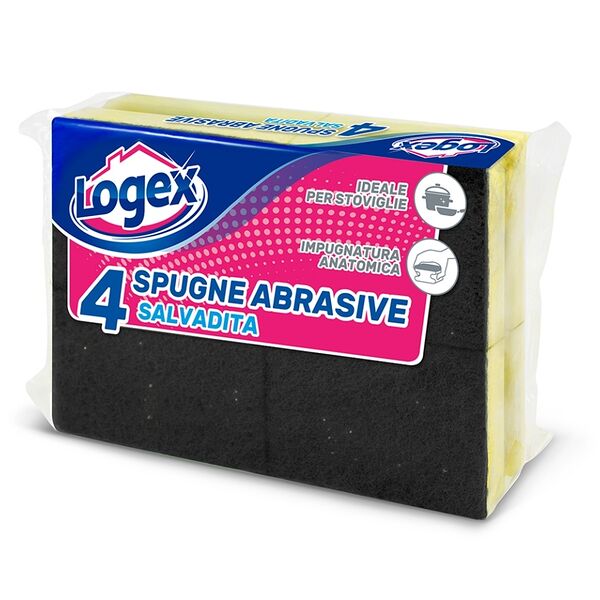 Губка хозяйственная Logex с абразивом 4шт., Италия