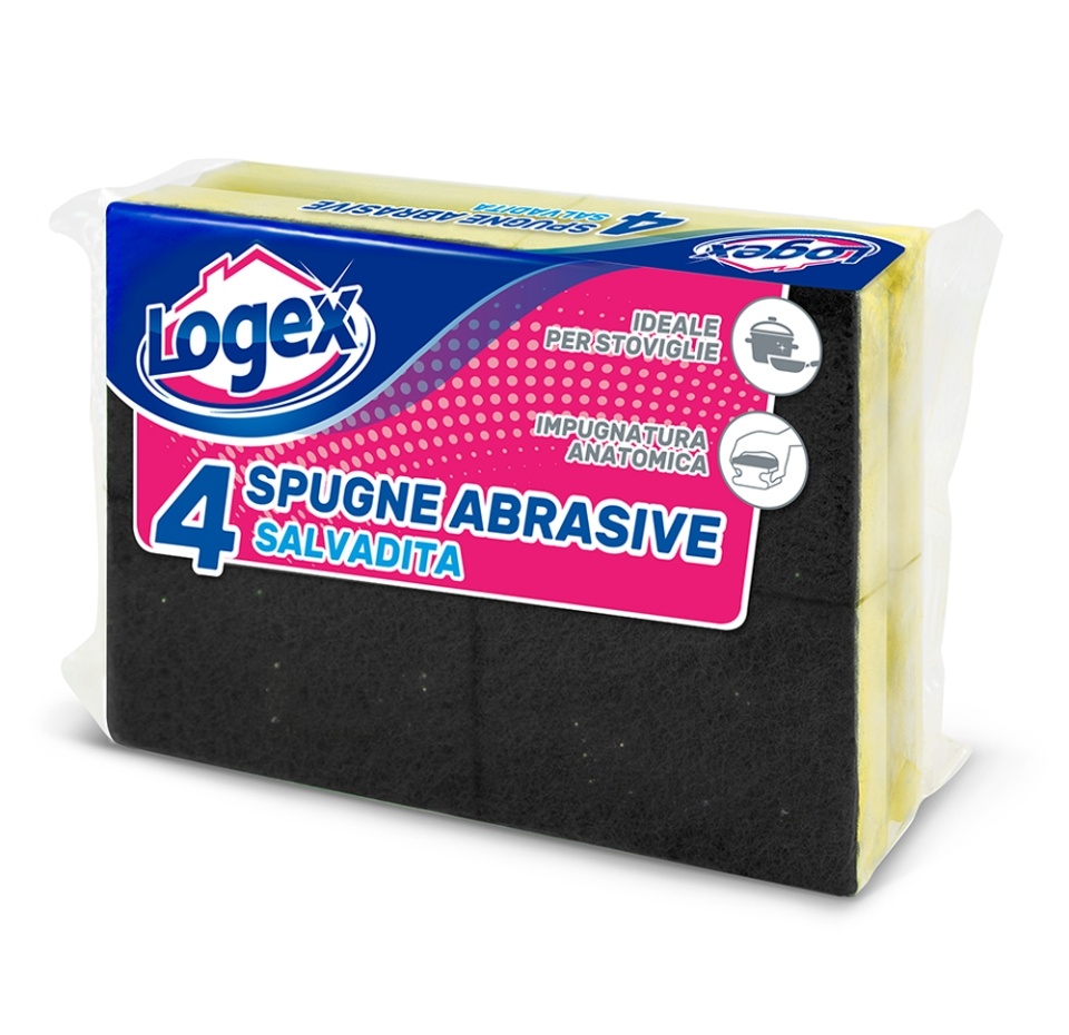 

Губка хозяйственная Logex с абразивом, 4 шт