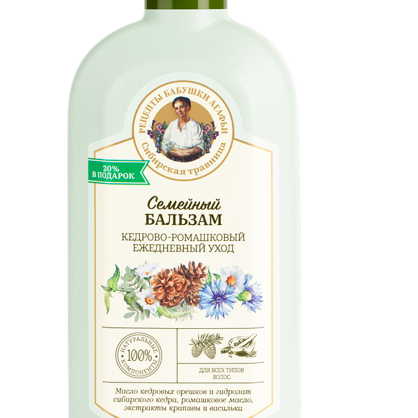 Бальзам Рецепты бабушки Агафьи для всех типов волос Ежедневный уход кедрово-ромашковый семейный
