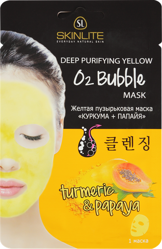 

Маска для лица пузырьковая Skinlite Turmeric & Papaya Deep Purifying Yellow Mask 20 г