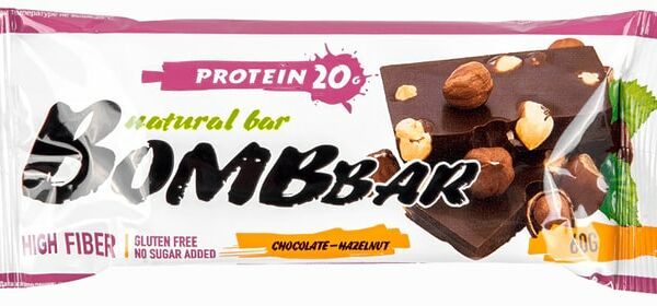 Батончик Bombbar неглазированный Шоколад и фундук 60г