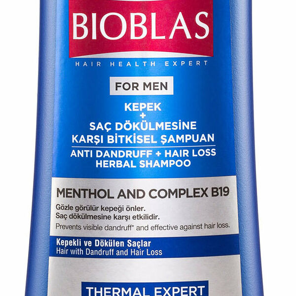 Шампунь для волос Bioblas для мужчин против выпадения против перхоти с ментолом и комплексом В19, 360 мл