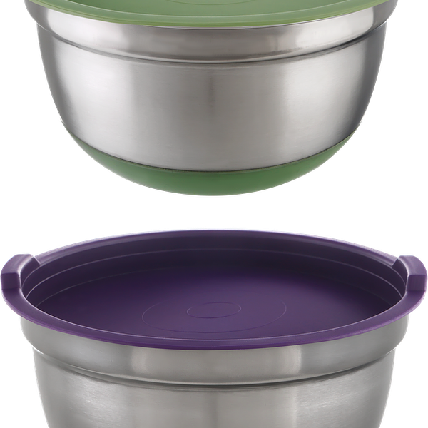 Миска Homeclub d=25см, с крышкой и силик.дном, нержавеющая сталь 1 шт., в ассортименте