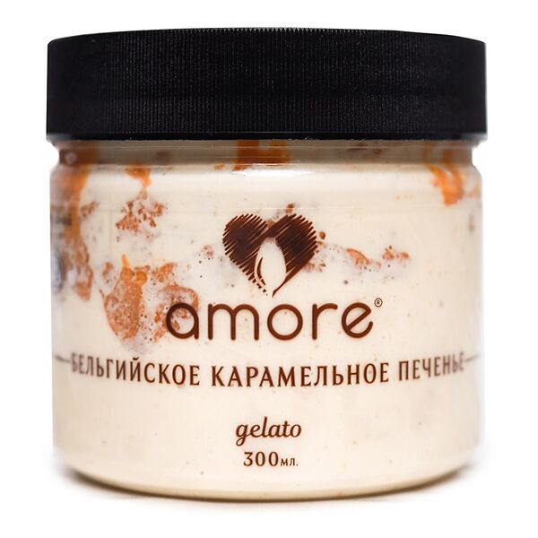 Мороженое Amore Молочное Бельгийское Карамельное Печенье, 300мл