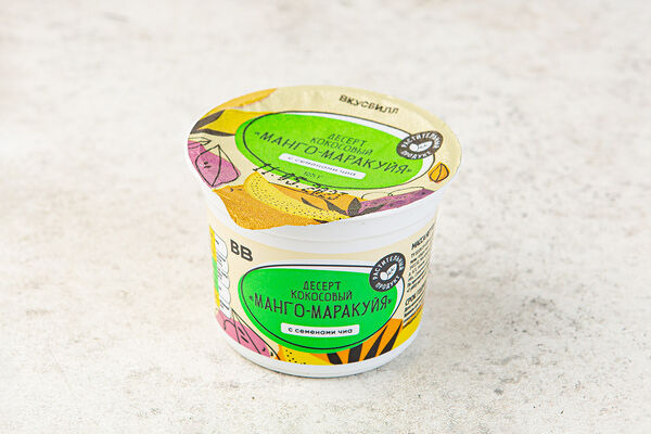 Десерт кокосовый с семенами чиа Манго-маракуйя 