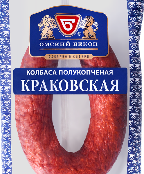 Колбаса ОМСКИЙ БЕКОН Краковская п/к г/с вес. 