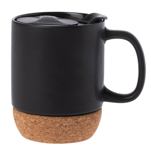 Кружка с крышкой Walmer Domino, 400 мл, черная, керамика