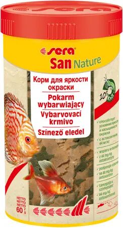 Корм 250мл (60 гр) SERA SAN NATURE Основной корм в хлопьях для улучшения окраски рыб