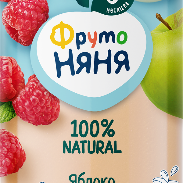 Пюре ФрутоНяня из яблок и малины со сливками с 6 месяцев