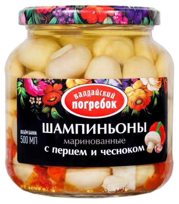 

Шампиньоны маринованные Валдайский погребок с перцем и чесноком 500 мл